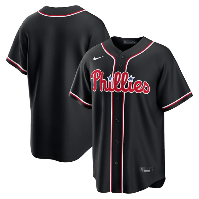 Men's Philadelphia Phillies Blank Fashion Black Out Stitched Baseball Jersey